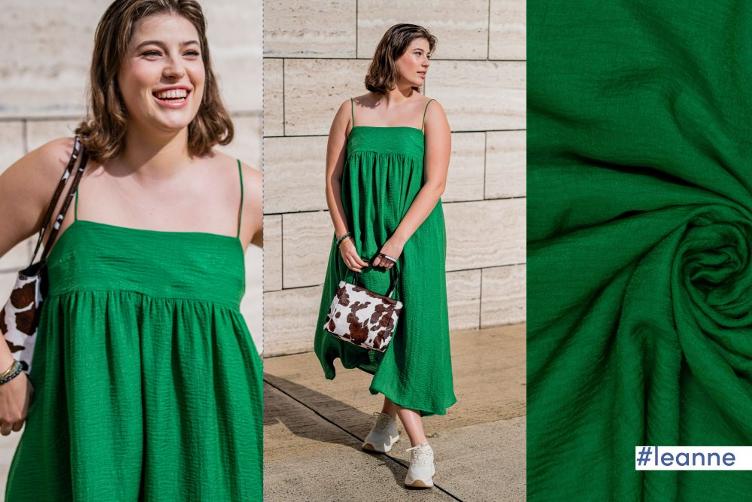 #leanne dress, Viscose/Nylon crinkle, Green - 0