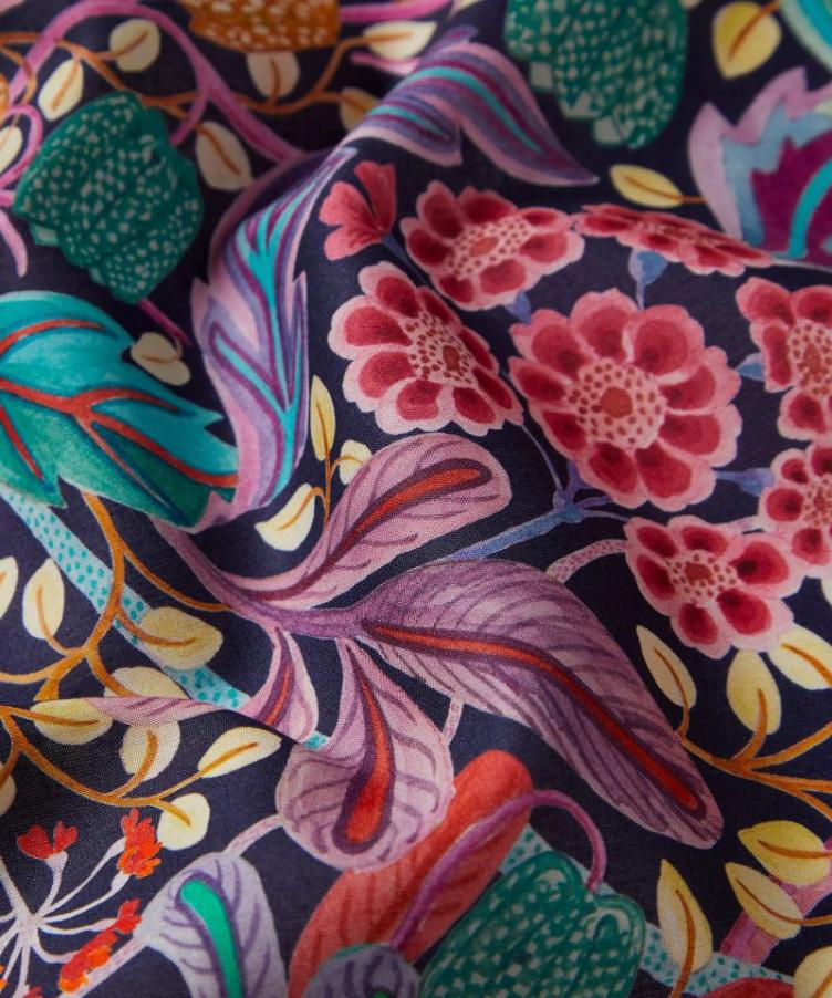 LIBERTY FABRICS Elm House | Tana Lawn™ Cotton / Blue, Ocker