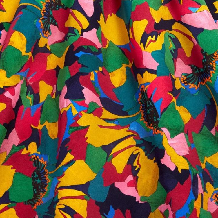 LIBERTY FABRICS, PEONY PARADE, Silk Crepe De Chine | Tana Lawn™