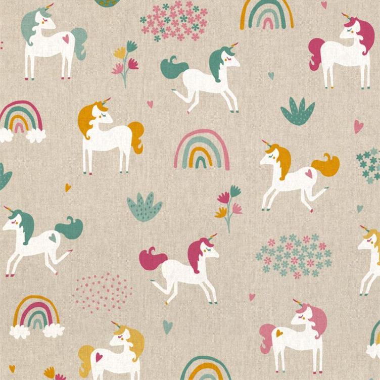 Linenlook Unicorn/Rainbow Field, Ligth Beige