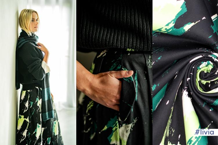 #livia, Cotton Denim, Black/Green