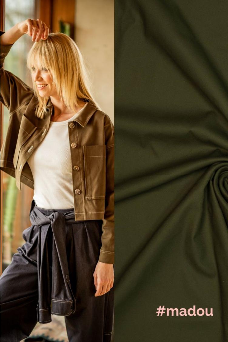 #madou (Jacke), Jeansstoff Baumwolle Stretch, Olive