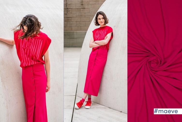 #maeve (Rock), Viscose/Polyester Seersucker, Red