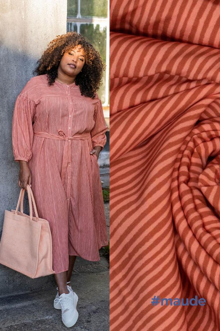 #maude, Bold brush stripes, Tencel/VIscose, Pink/Brown