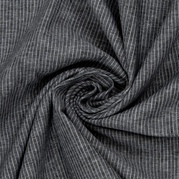 Mischgewebe Leinen/Baumwolle, Stripe Antrazith