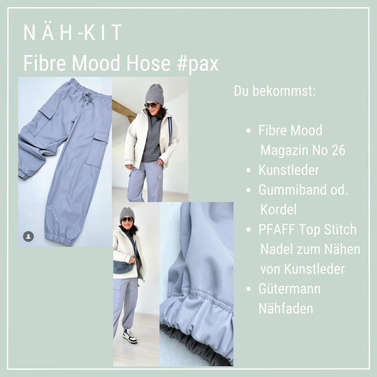 Näh-KIT Hose #pax, Kunstleder Hellgrau / Fibre Mood