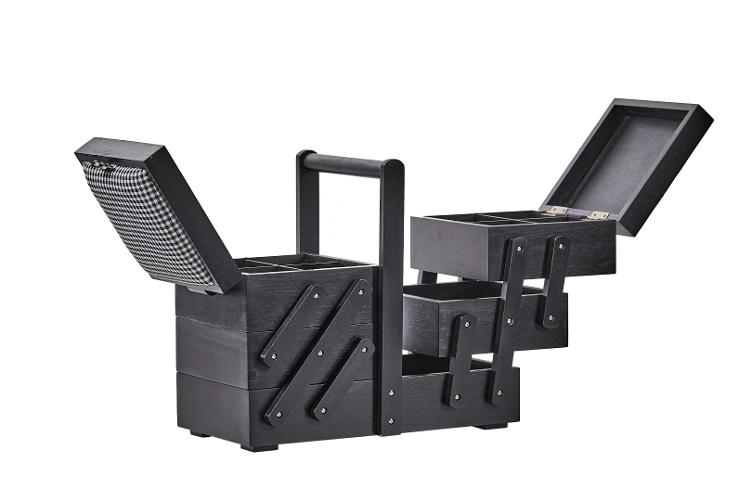 Nähkorb Holz Gross, schwarz - 1