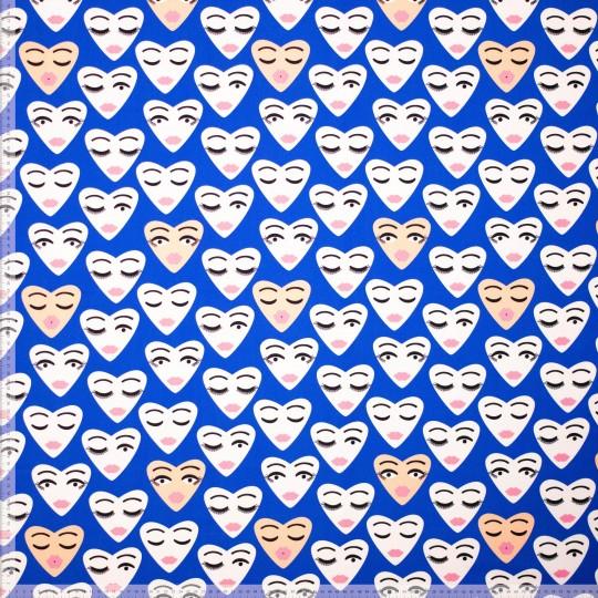 Popelin Face & Heart, Blau - 0