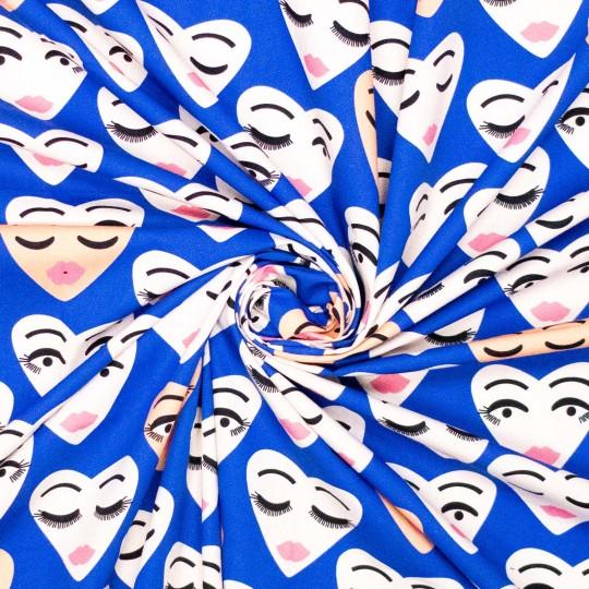 Popelin Face & Heart, Blau