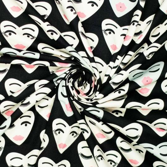 Popelin Face & Heart, Schwarz