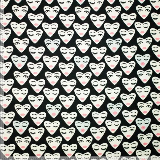 Popelin Face & Heart, Schwarz - 0