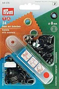 PRYM Ösen, 8mm, Geschwärzt