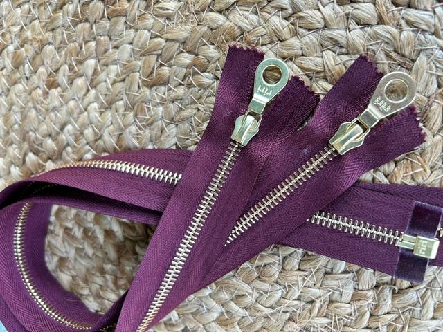Reissverschluss riri, teilbar, Bordeaux/Gold mit KTA Schieber, 50cm