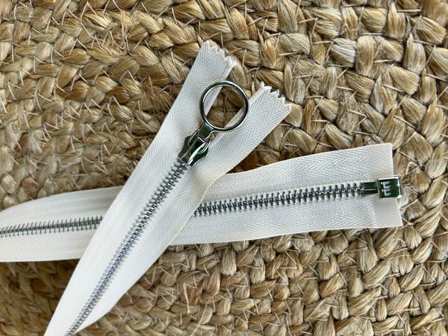 Reissverschluss riri, teilbar, Ecru/Silber 50cm