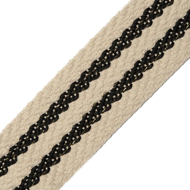 Ribbon, Cotton Black/Gold Lurex, 5cm