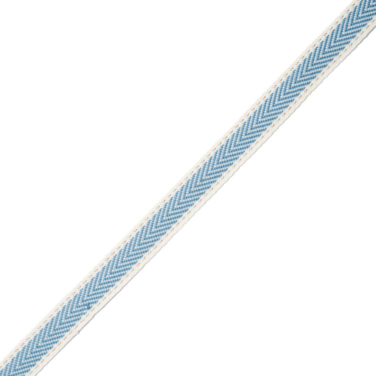 Ribbon, Herringbone Ecru/Blue, 15mm