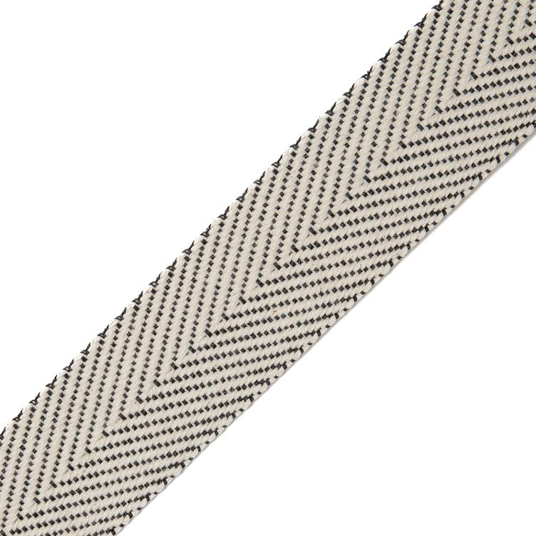 Ribbon Herringbone Zic Zac Cotton, Ecru/Black, 3cm