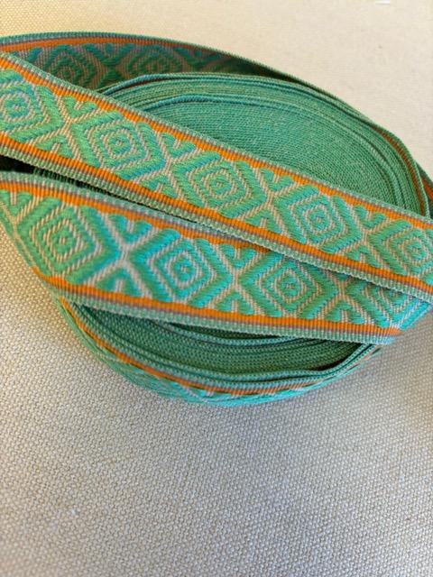 Ribbon, Mint - Grey - Orange, 3cm - 0