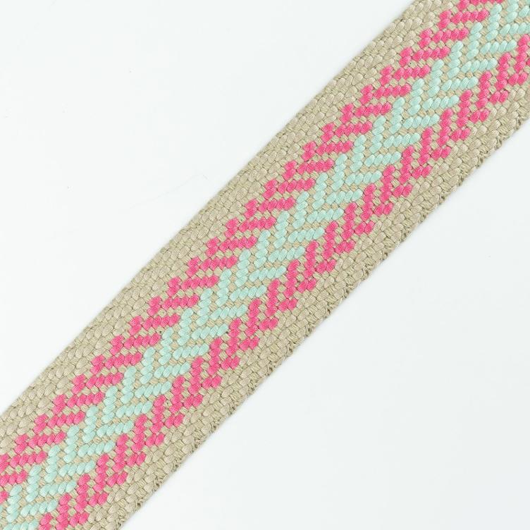 Ribbon, Natural - Mint - Pink, 4cm
