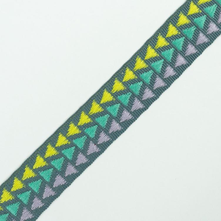 Ribbon Triangles Grey - Yellow - Mint - Lavender, 20mm