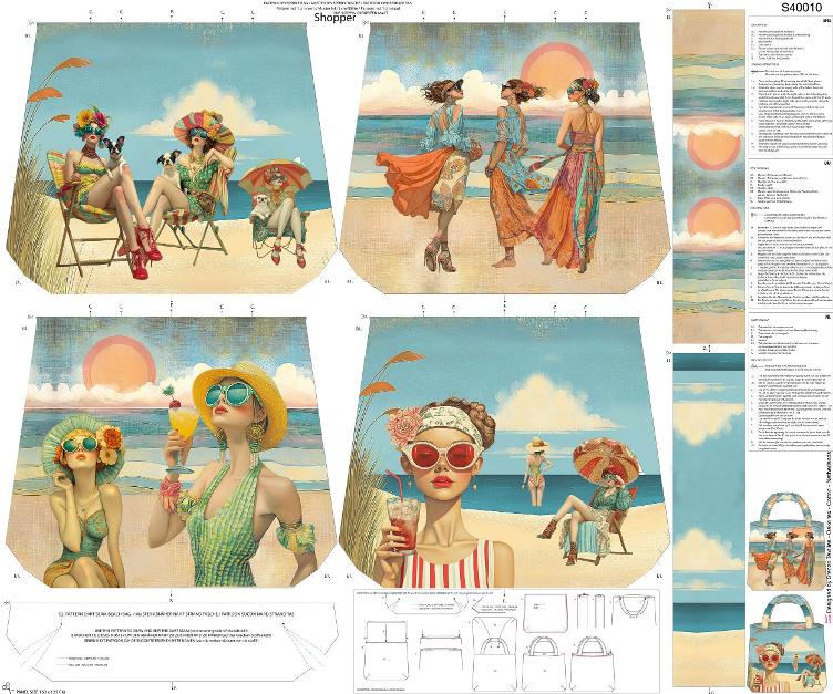 Canvas Reversible Bag Panel Boho Beach 125x150cm - 0