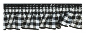 Elastische Vichy Rüsche, Schwarz-Weiss kariert