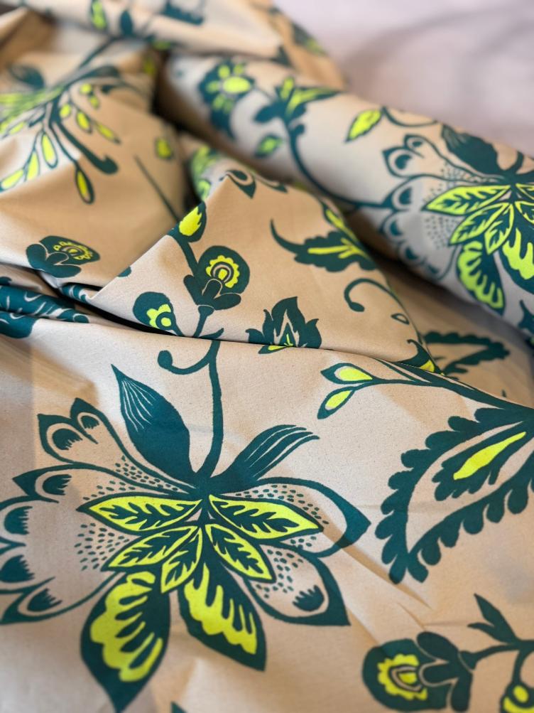 Popeline Flower Beige/Lime