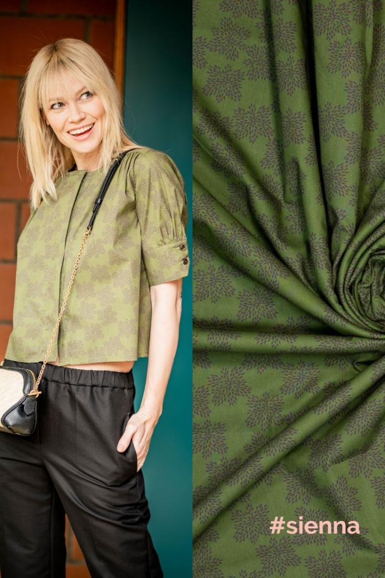 #sienna (Bluse), Baumwolle/Popeline, Flower, Green/Purple