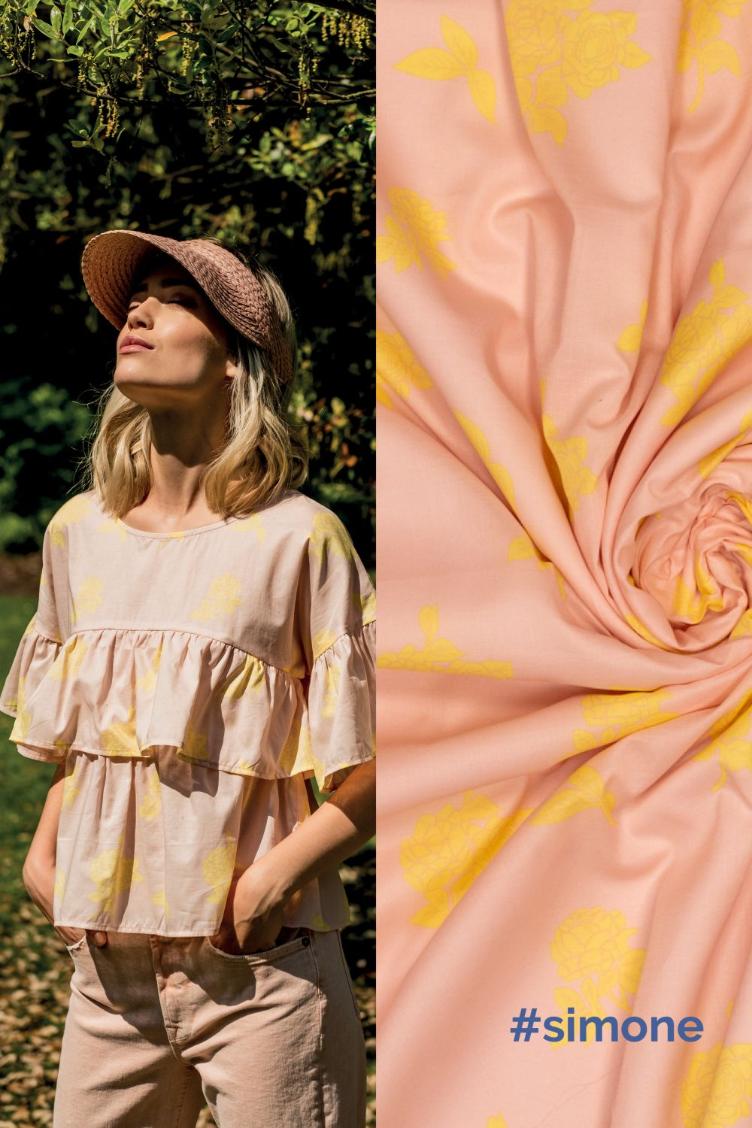 #simone, Popelin, Flower Rosa/Yellow