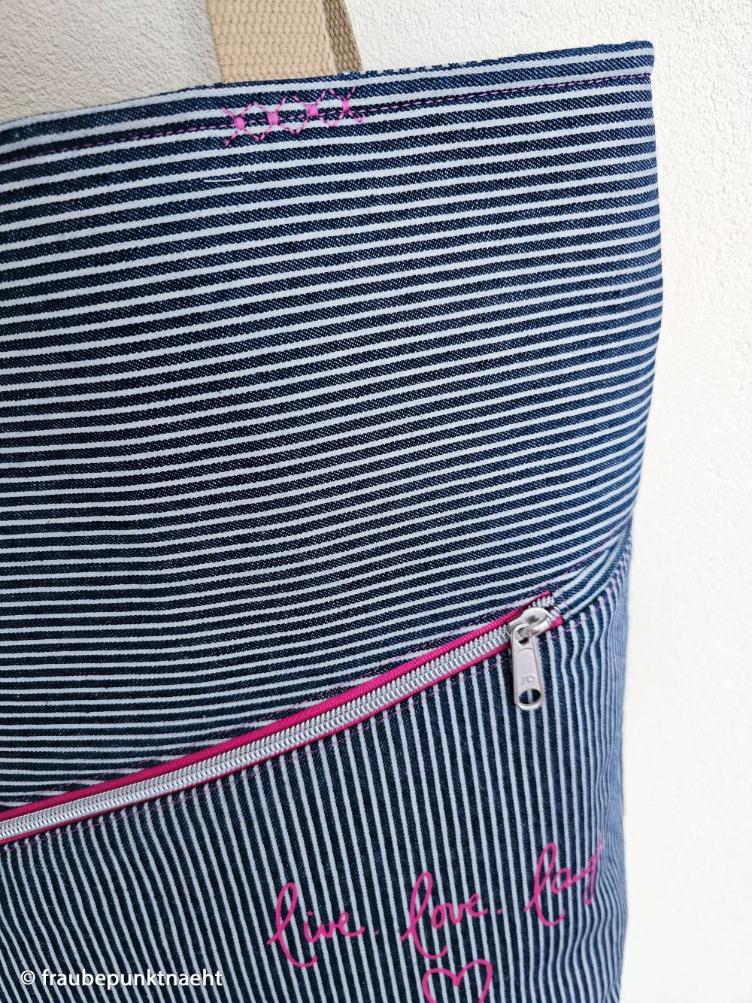 Streifen Jeans, Dunkelblau/Naturweiss - 3