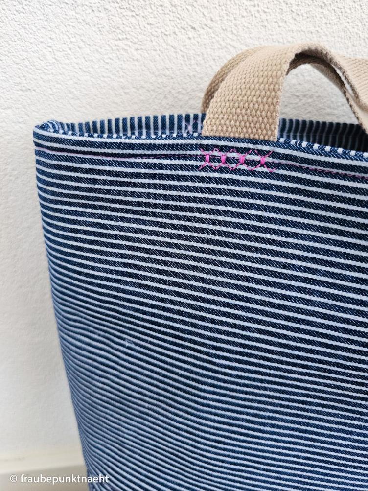 Streifen Jeans, Dunkelblau/Naturweiss - 0