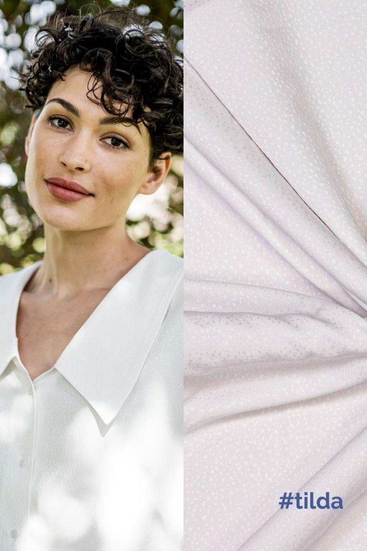 #Tilda Viscose, Dots Ecru/White