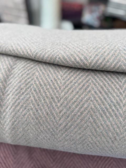 Woll-Flausch, Fischgrat Grün/Grau/Beige