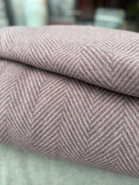 Woll-Flausch, Fischgrat Rosa/Grau/Beige