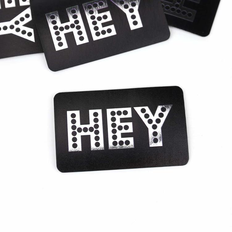 XXL-Kunstleder Patches - HEY silber/schwarz - 0